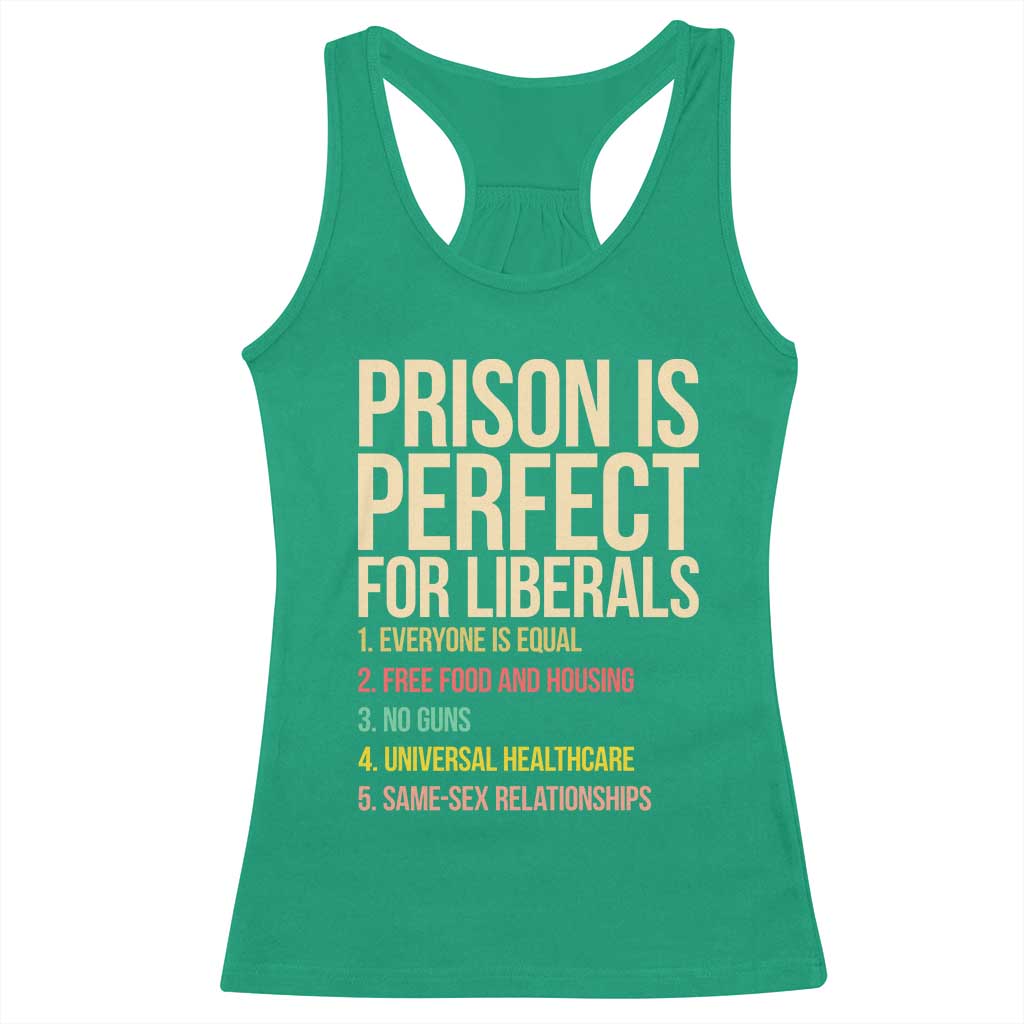 Prison Is Perfect For Liberals Racerback Tank Top Funny Anti Liberal Quote Satire Statement Subtle FDT Political Humor