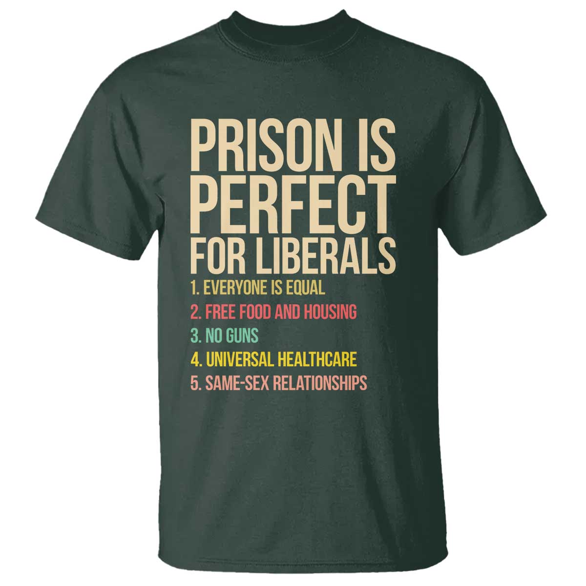 Prison Is Perfect For Liberals T Shirt Funny Anti Liberal Quote Satire Statement Subtle FDT Political Humor