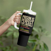 Prison Is Perfect For Liberals Tumbler With Handle Funny Anti Liberal Quote Satire Statement Subtle FDT Political Humor