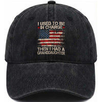 I Used To Be in Charge Then I Had A Granddaughter Washed Cotton Baseball Cap Fathers Day Grandpa Gift American Flag