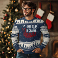 I Used To Be in Charge Then I Had A Granddaughter Ugly Christmas Sweater Funny Saying Gag Gift Birthday Grandpa Fathers Day US Flag