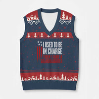 I Used To Be in Charge Then I Had A Granddaughter V-Neck Knit Sweater Vest Funny Saying Gag Gift Birthday Grandpa Fathers Day US Flag