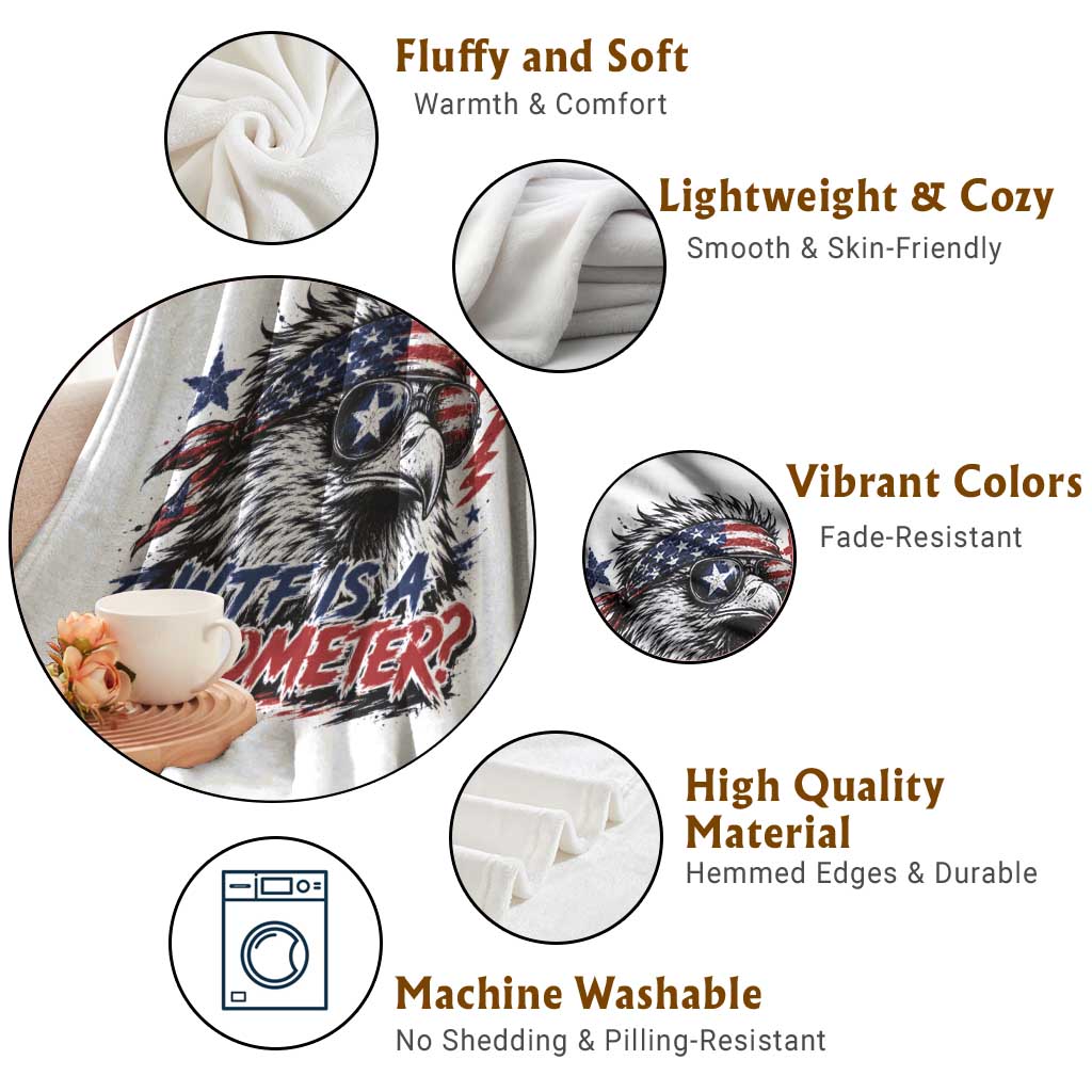 Funny 4th Of July WTF Is A Kilometer Throw Blanket Vintage USA Meme Patriotic Eagle Humor Independence Day