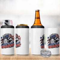 Funny 4th Of July WTF Is A Kilometer 4 in 1 Can Cooler Tumbler Vintage USA Meme Patriotic Eagle Humor Independence Day
