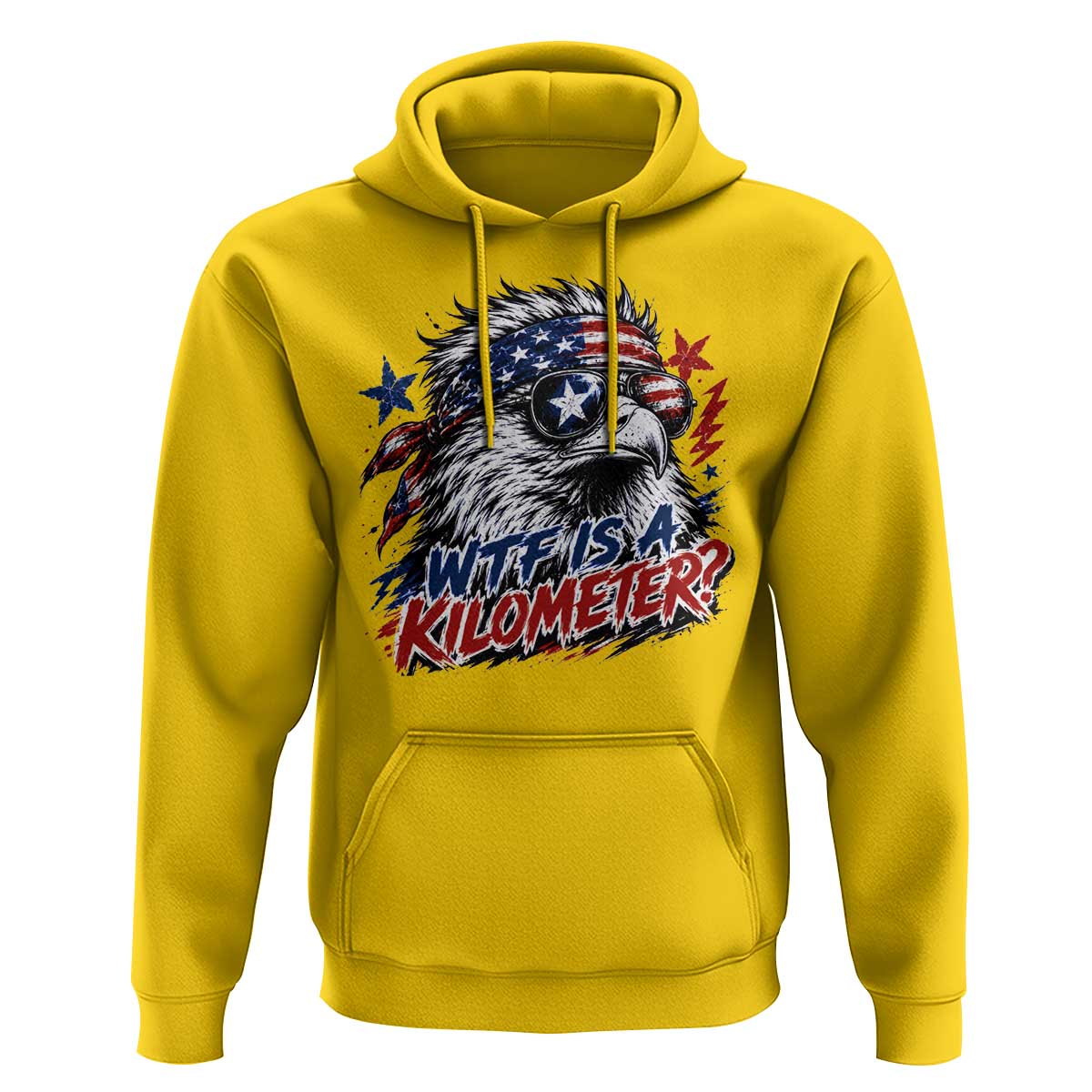 Funny 4th Of July WTF Is A Kilometer Hoodie Vintage USA Meme Patriotic Eagle Humor Independence Day