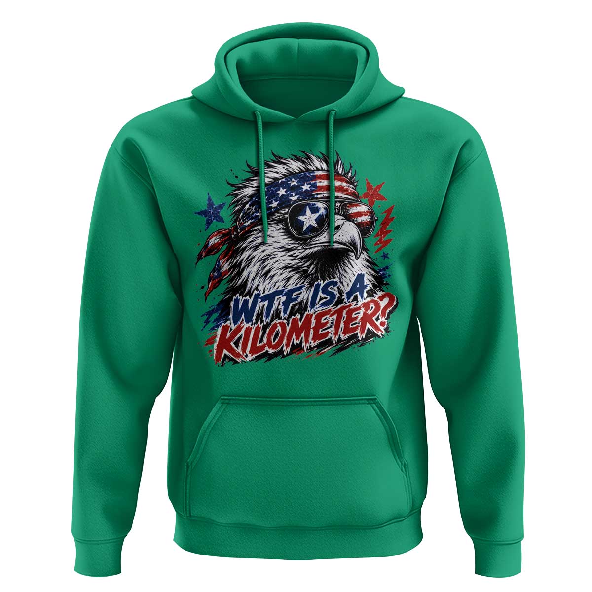 Funny 4th Of July WTF Is A Kilometer Hoodie Vintage USA Meme Patriotic Eagle Humor Independence Day