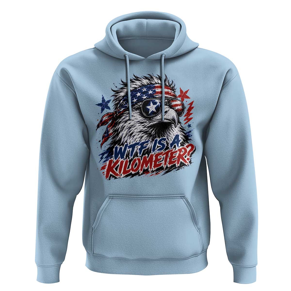 Funny 4th Of July WTF Is A Kilometer Hoodie Vintage USA Meme Patriotic Eagle Humor Independence Day