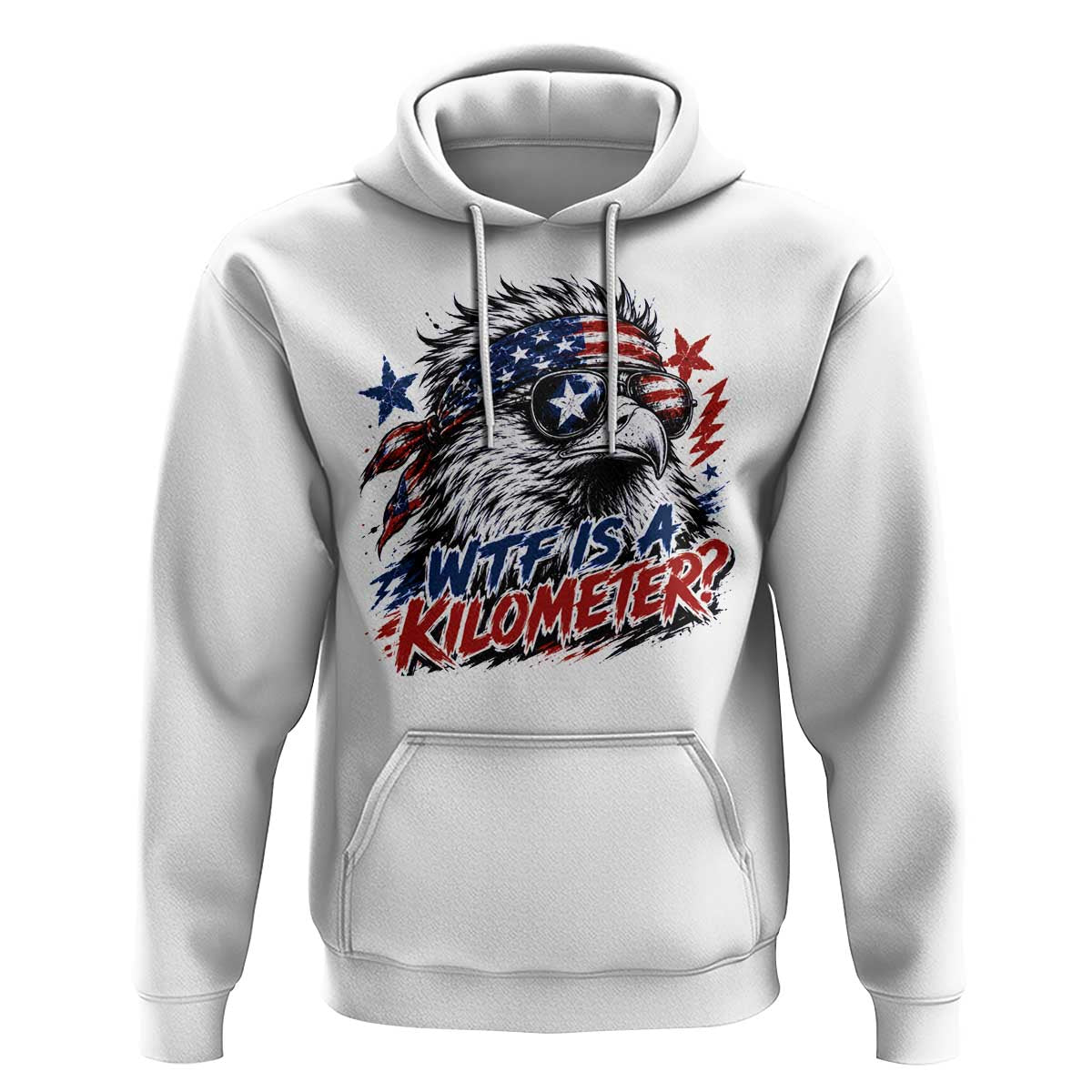 Funny 4th Of July WTF Is A Kilometer Hoodie Vintage USA Meme Patriotic Eagle Humor Independence Day
