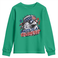 Funny 4th Of July WTF Is A Kilometer Youth Sweatshirt Vintage USA Meme Patriotic Eagle Humor Independence Day