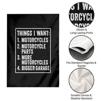 Funny Motorcycle Lovers Garden Flag Things I Want Vintage Garage Graphic Bikers Club