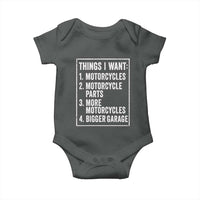 Funny Motorcycle Lovers Baby Onesie Things I Want Vintage Garage Graphic Bikers Club