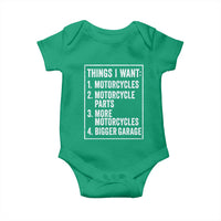 Funny Motorcycle Lovers Baby Onesie Things I Want Vintage Garage Graphic Bikers Club