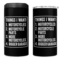 Funny Motorcycle Lovers 4 in 1 Can Cooler Tumbler Things I Want Vintage Garage Graphic Bikers Club