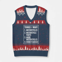 Funny Motorcycle Lovers V-Neck Knit Sweater Vest Things I Want Vintage Garage Graphic Bikers Club