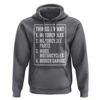 Funny Motorcycle Lovers Hoodie Things I Want Vintage Garage Graphic Bikers Club