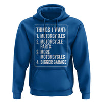 Funny Motorcycle Lovers Hoodie Things I Want Vintage Garage Graphic Bikers Club