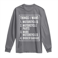 Funny Motorcycle Lovers Long Sleeve Shirt Things I Want Vintage Garage Graphic Bikers Club