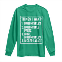 Funny Motorcycle Lovers Long Sleeve Shirt Things I Want Vintage Garage Graphic Bikers Club