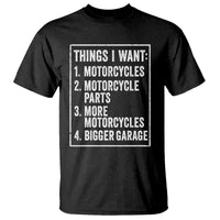 Funny Motorcycle Lovers T Shirt Things I Want Vintage Garage Graphic Bikers Club