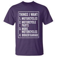 Funny Motorcycle Lovers T Shirt Things I Want Vintage Garage Graphic Bikers Club