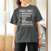 Funny Motorcycle Lovers T Shirt For Women Things I Want Vintage Garage Graphic Bikers Club