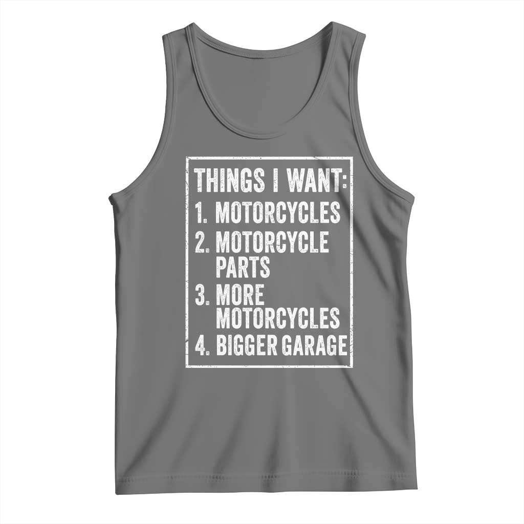 Funny Motorcycle Lovers Tank Top Things I Want Vintage Garage Graphic Bikers Club
