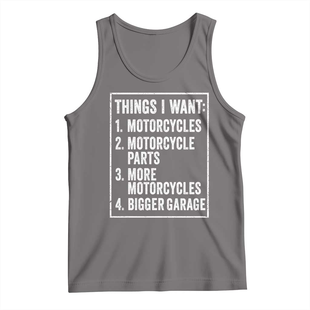 Funny Motorcycle Lovers Tank Top Things I Want Vintage Garage Graphic Bikers Club