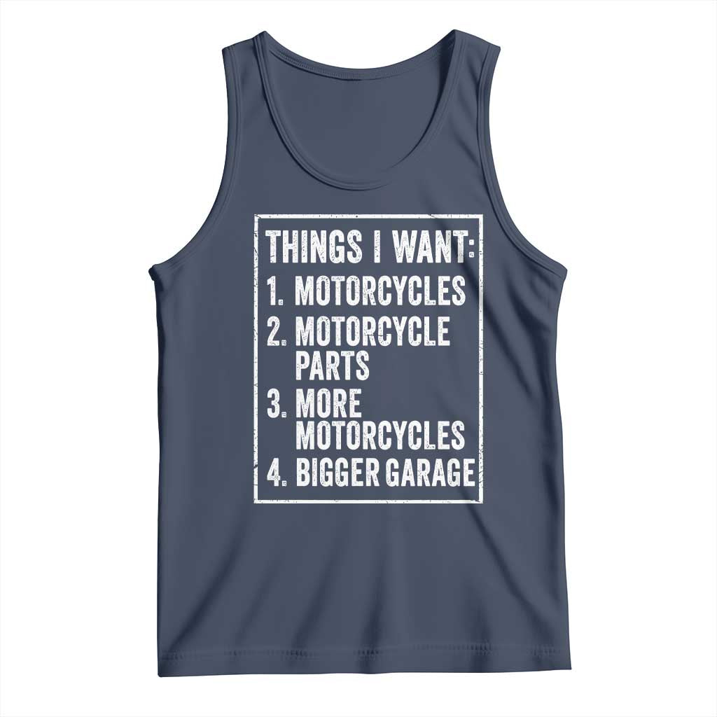 Funny Motorcycle Lovers Tank Top Things I Want Vintage Garage Graphic Bikers Club