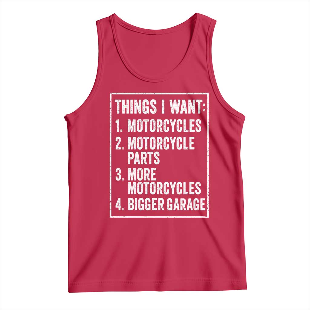 Funny Motorcycle Lovers Tank Top Things I Want Vintage Garage Graphic Bikers Club