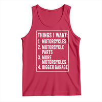 Funny Motorcycle Lovers Tank Top Things I Want Vintage Garage Graphic Bikers Club