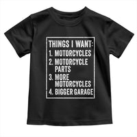 Funny Motorcycle Lovers Toddler T Shirt Things I Want Vintage Garage Graphic Bikers Club
