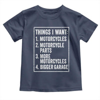 Funny Motorcycle Lovers Toddler T Shirt Things I Want Vintage Garage Graphic Bikers Club