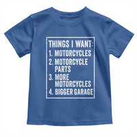 Funny Motorcycle Lovers Toddler T Shirt Things I Want Vintage Garage Graphic Bikers Club