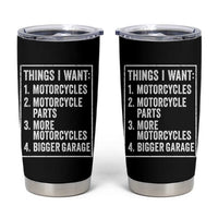 Funny Motorcycle Lovers Tumbler Cup Things I Want Vintage Garage Graphic Bikers Club