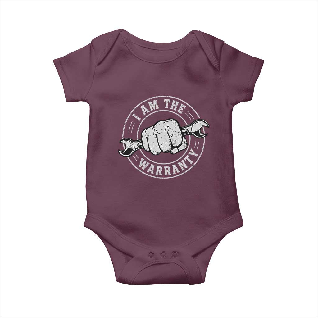 I Am The Warranty Mechanic Baby Onesie Car Repair Guy Funny Handyman Distressed Graphic