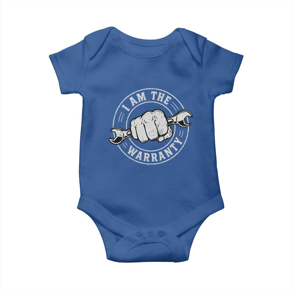 I Am The Warranty Mechanic Baby Onesie Car Repair Guy Funny Handyman Distressed Graphic