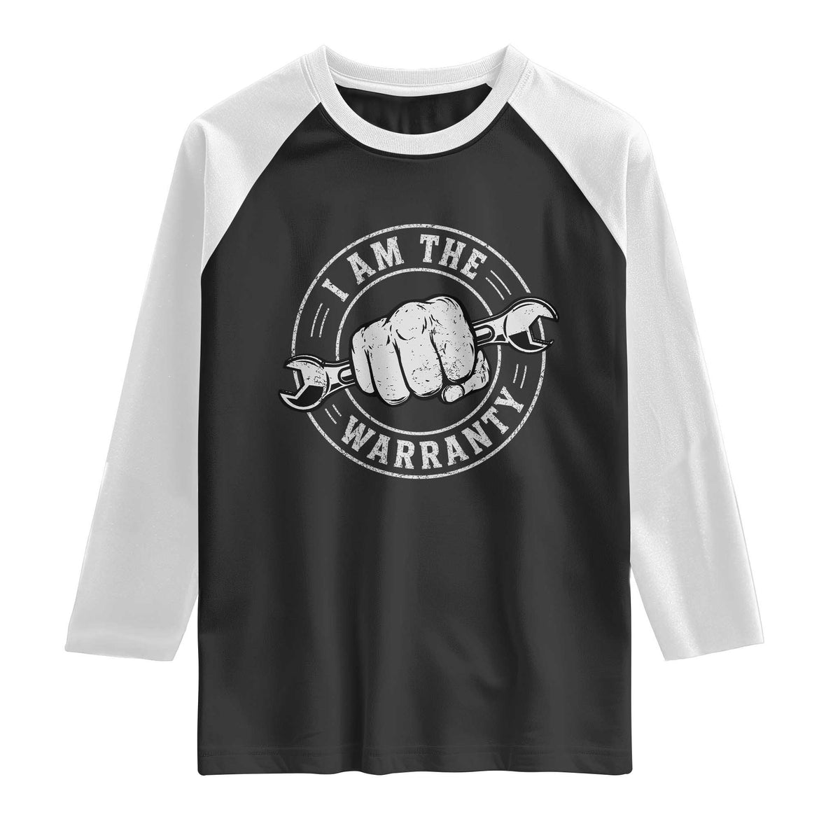 I Am The Warranty Mechanic Raglan Shirt Car Repair Guy Funny Handyman Distressed Graphic