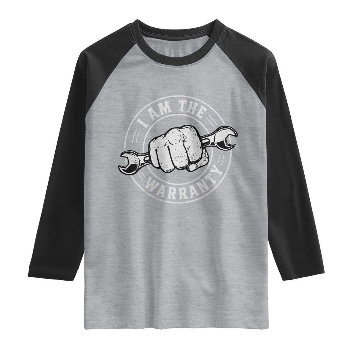 I Am The Warranty Mechanic Raglan Shirt Car Repair Guy Funny Handyman Distressed Graphic