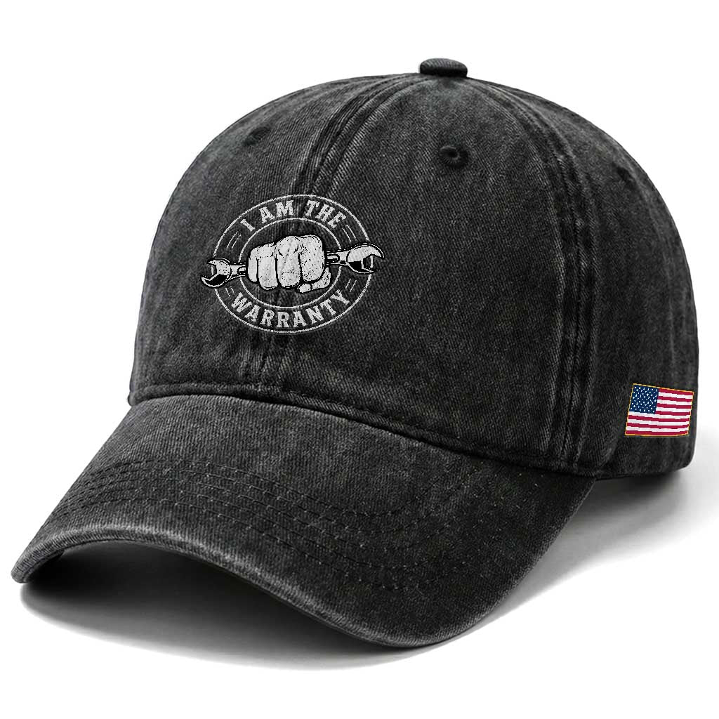 I Am The Warranty Mechanic Washed Cotton Baseball Cap Car Repair Guy Funny Handyman Distressed Graphic