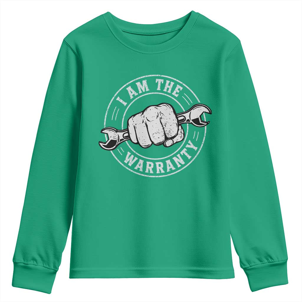 I Am The Warranty Mechanic Youth Sweatshirt Car Repair Guy Funny Handyman Distressed Graphic