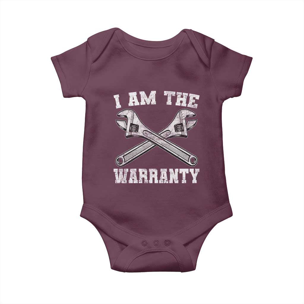 I Am The Warranty Mechanic Baby Onesie Car Repair Funny Handyman Distressed Graphic