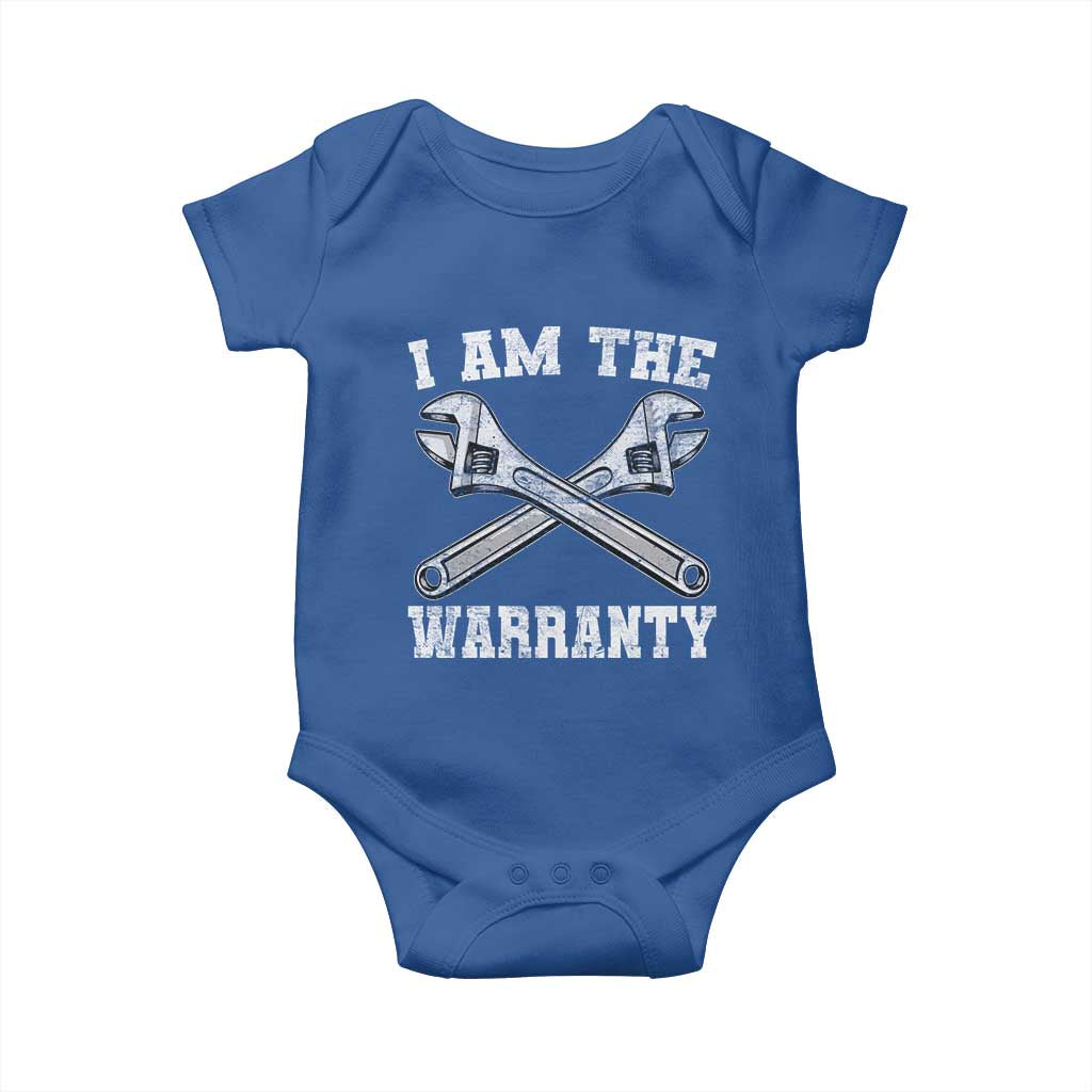 I Am The Warranty Mechanic Baby Onesie Car Repair Funny Handyman Distressed Graphic