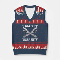 I Am The Warranty Mechanic V-Neck Knit Sweater Vest Car Repair Funny Handyman Distressed Graphic
