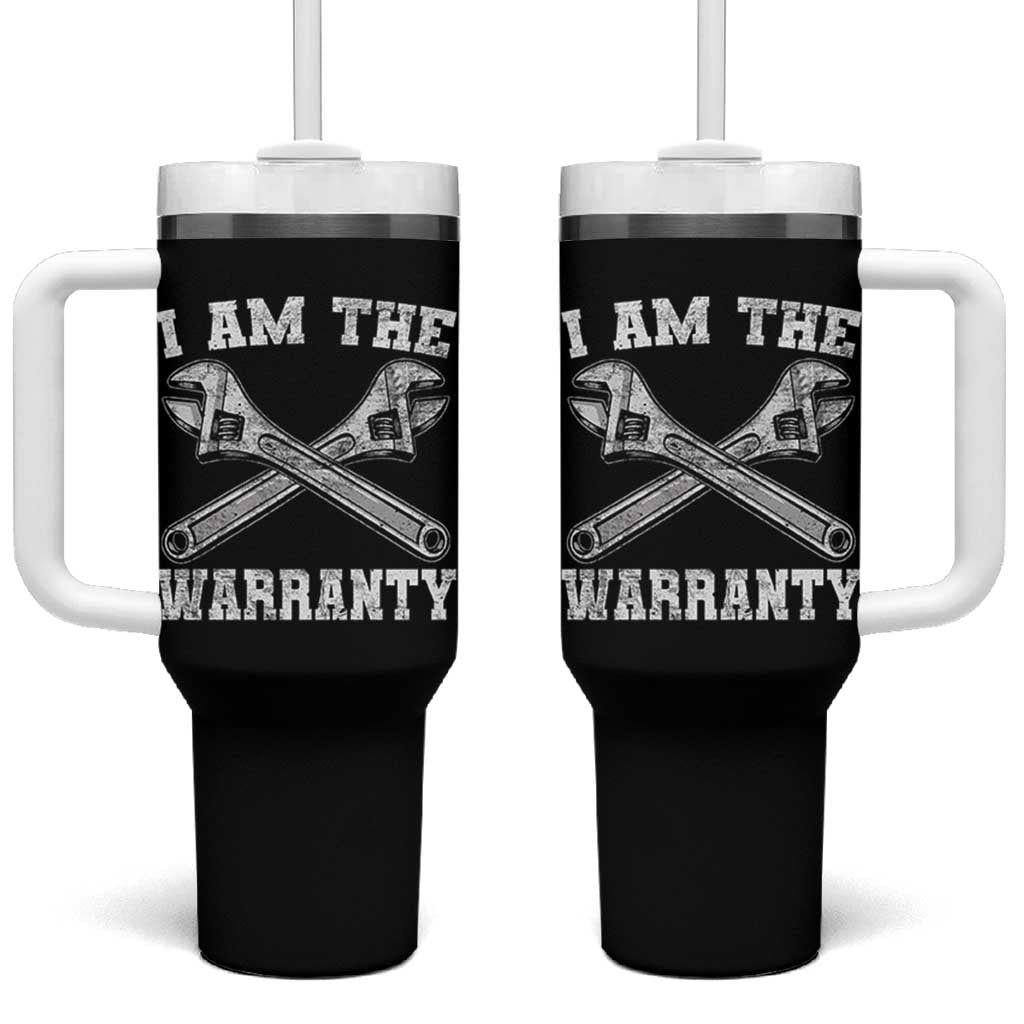 I Am The Warranty Mechanic Tumbler With Handle Car Repair Funny Handyman Distressed Graphic