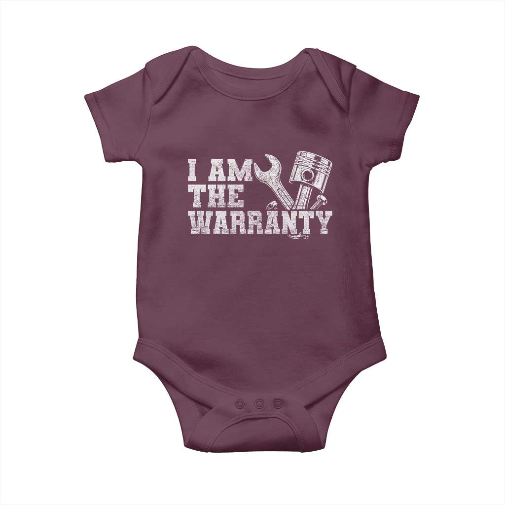 I Am The Warranty Baby Onesie Race Car Parts Repair Guy Funny Mechanic