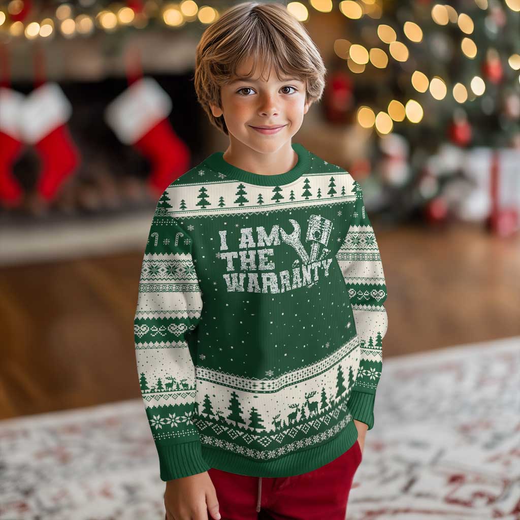 I Am The Warranty Ugly Christmas Sweater Race Car Parts Repair Guy Funny Mechanic