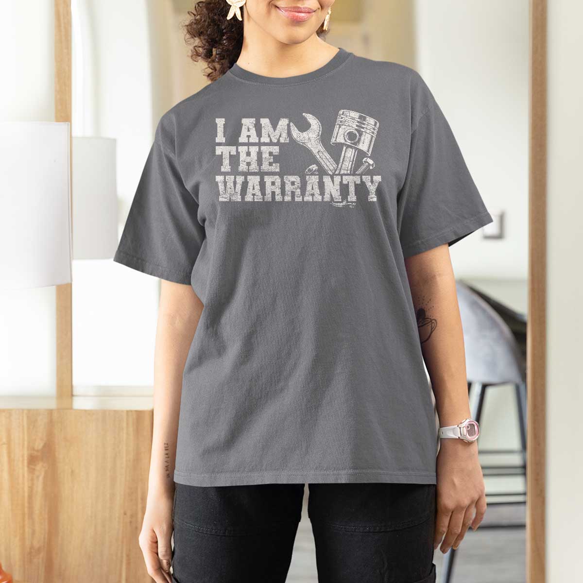 I Am The Warranty T Shirt For Women Race Car Parts Repair Guy Funny Mechanic