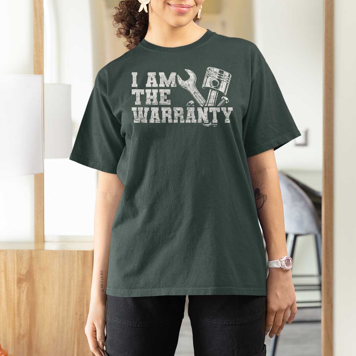 I Am The Warranty T Shirt For Women Race Car Parts Repair Guy Funny Mechanic