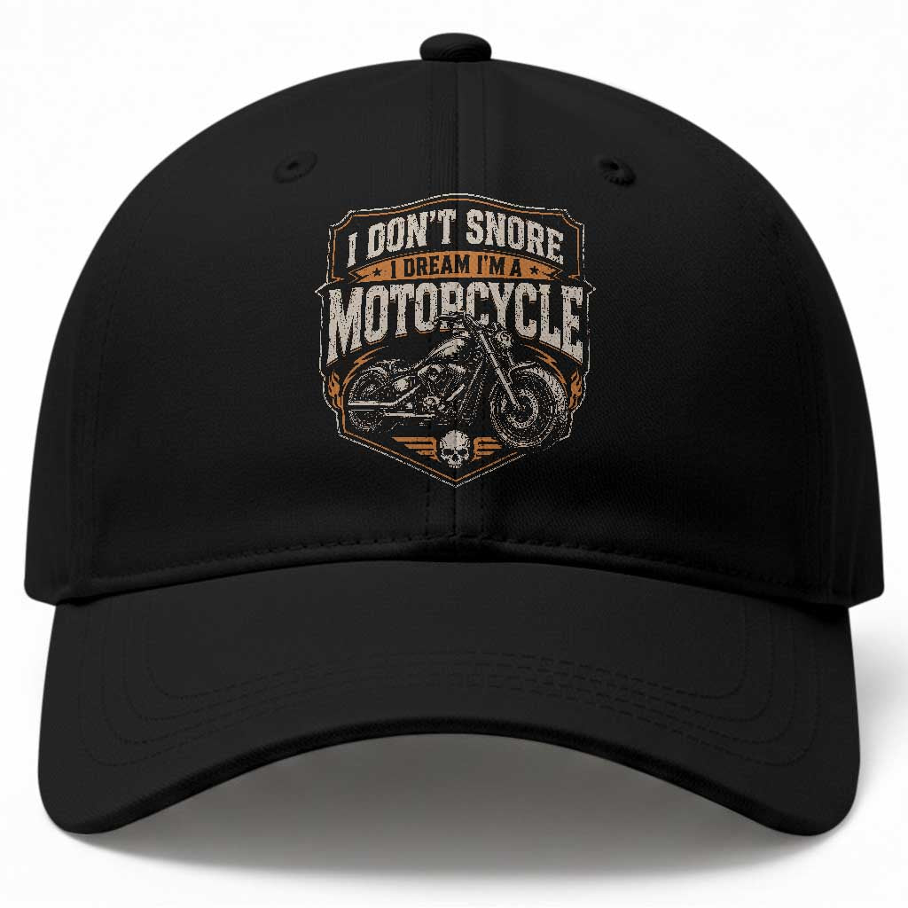 I Dont Snore I Dream Im A Motorcycle Rider Baseball Cap Snoring Biker Retro Bikers Club