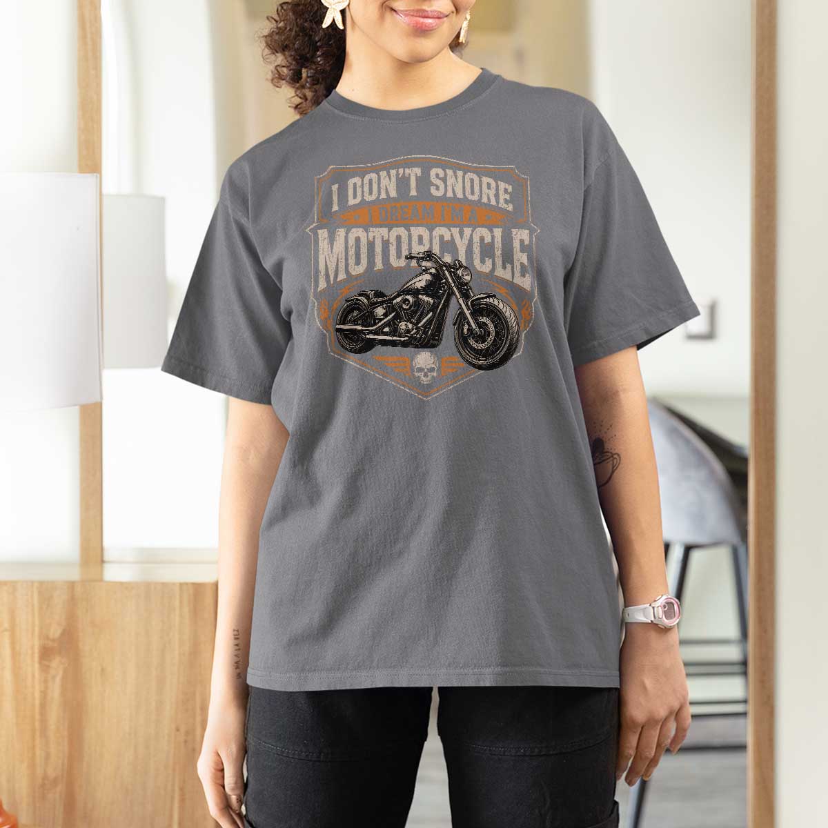 I Dont Snore I Dream Im A Motorcycle Rider T Shirt For Women Snoring Biker Retro Bikers Club